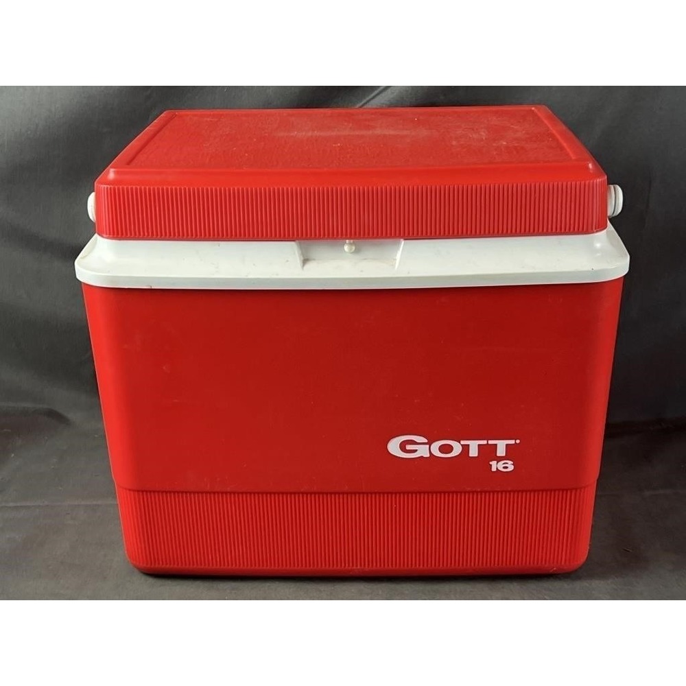Vintage Gott 16 QT Cooler RED Retro Picnic Cans Ice Chest USA (Model 1916 )
